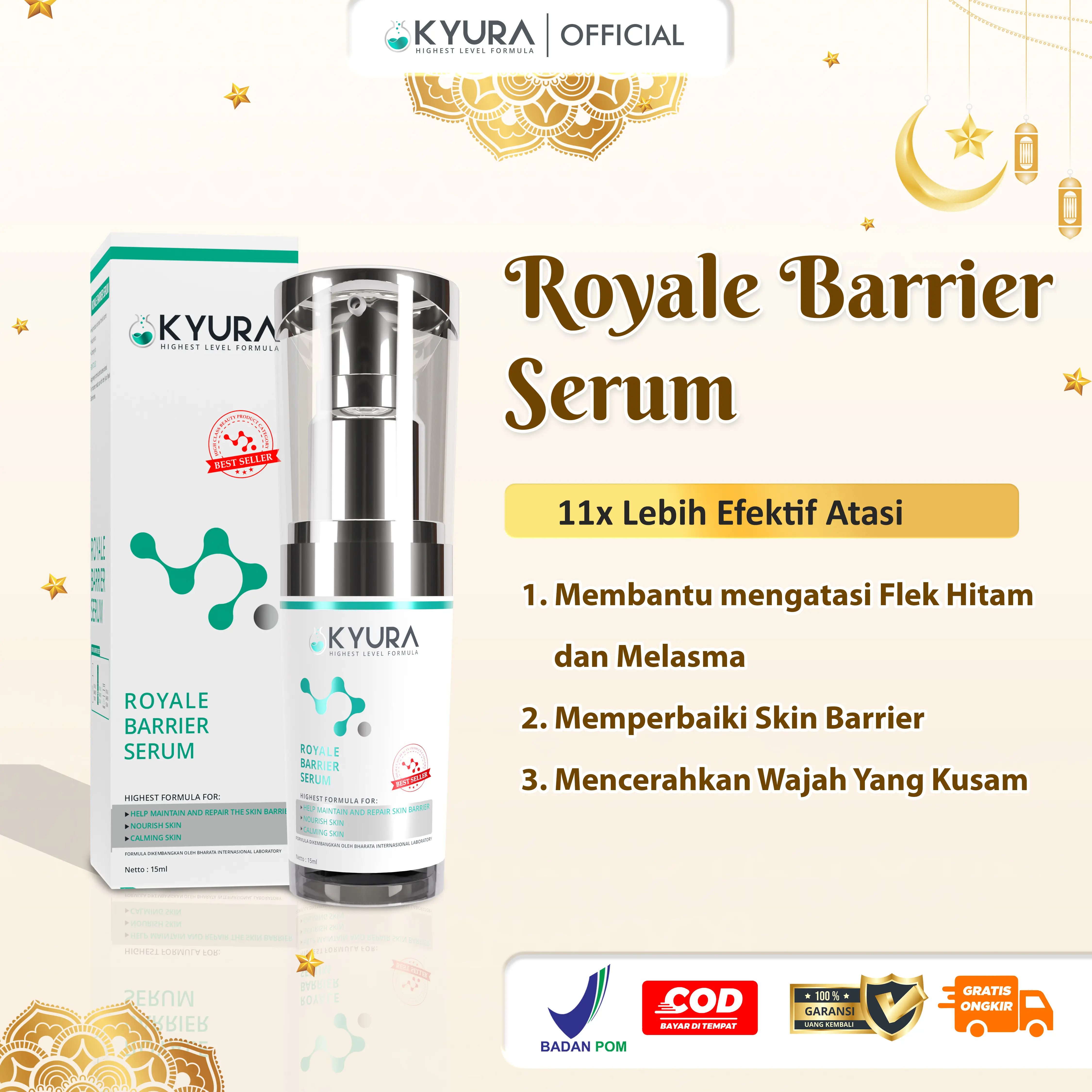 KYURA ROYALE BARRIER SERUM  - Solusi  Muka Kusam,Flek Hitam dan Mencerahkan Kulit Wajah 11 kali lebih efektif