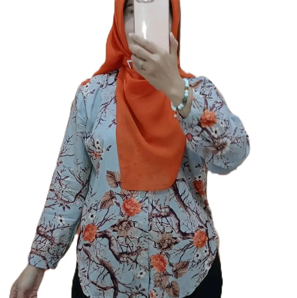 Kemeja Rayon Motif / Kemeja Wanita / Baju Wanita / Baju Wanita Lengan Panjang
