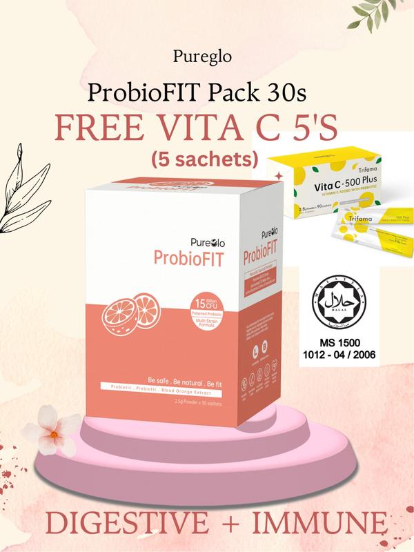 Pureglo ProbioFit 30s probiotic prebiotic blood orange supplement ...