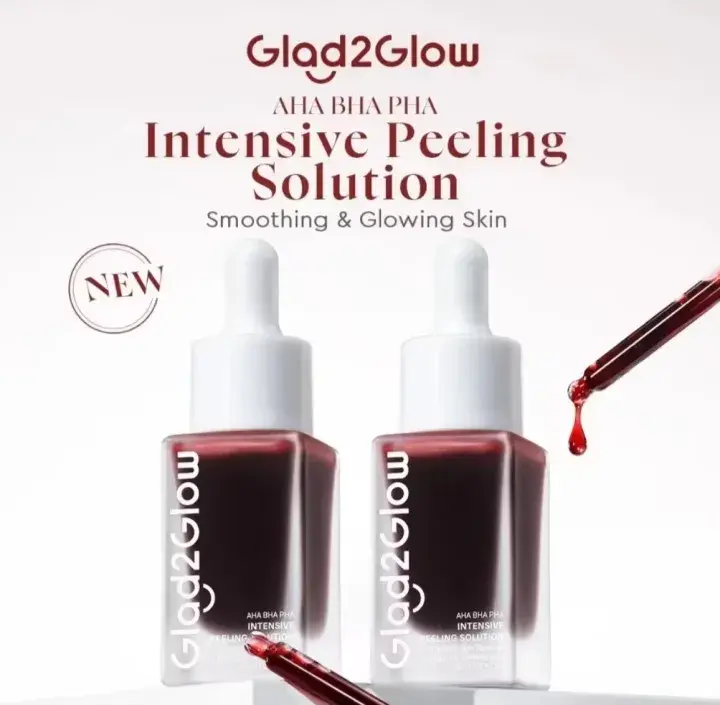 [2 botol]Glad2Glow Peeling Solution AHA BHA PHA INTENSIVE Serum 15ml Mencerahkan dan Melembutkan Kulit - Pencerah, Exfoliating 0
