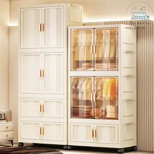 [COD 24h shipping]  Lemari Plastik Lipa/Kids Foldable Plastic Wardrobe 70/80Cm Storage Wardrobe Wheels Large Capacity Minimalist Practical Susun Praktis Mudah Dipasang Lemari Pakaian Anak Lipat Susun Minimalis Lemari Serbaguna