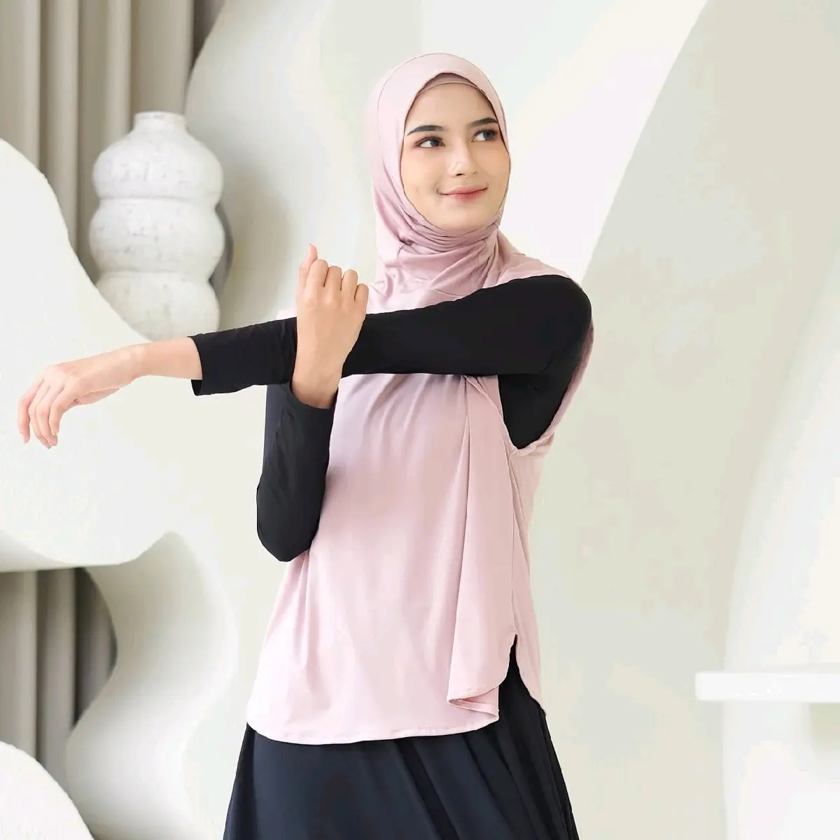 Hijab Olahraga Naya Sport Outer Sport Hayfa P Dagli Panjang - Atasan Hijab Sport - Muslim, Baju Kaos Wanita Sporty Tunik
