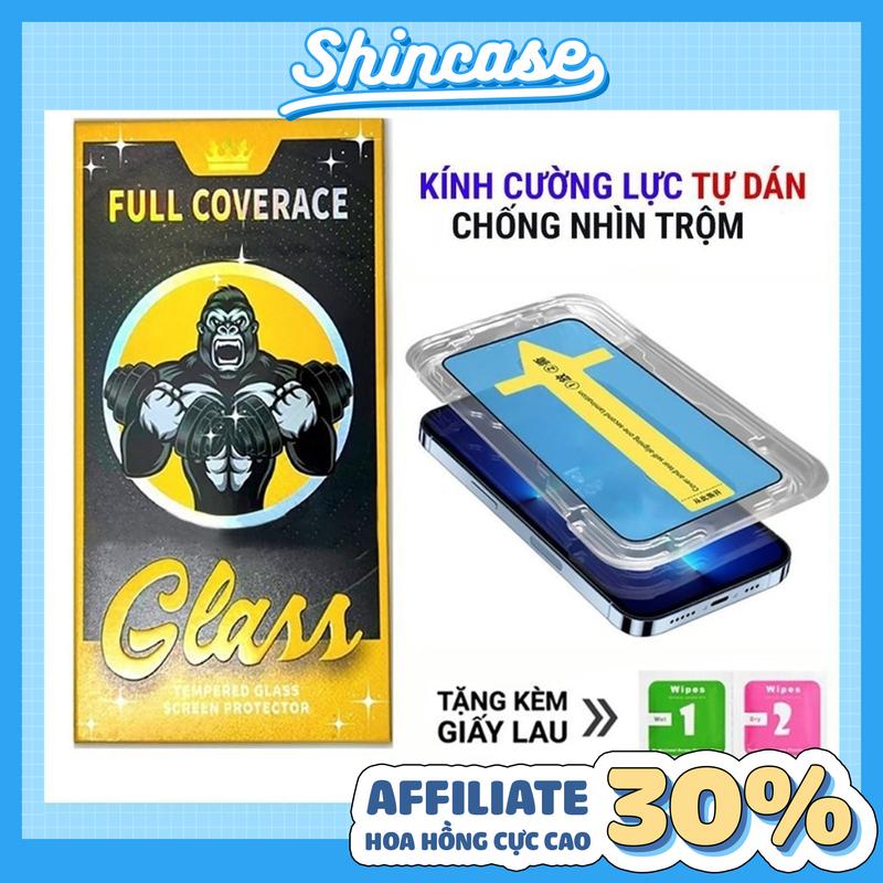 Kính Cường Lực iPhone TỰ DÁN KINGKONG GLASS CHỐNG NHÌN TRỘM full màn bảo vệ toàn diện cho ip x xs xsmax 11 12 13 14 15 16 17 pro max plus