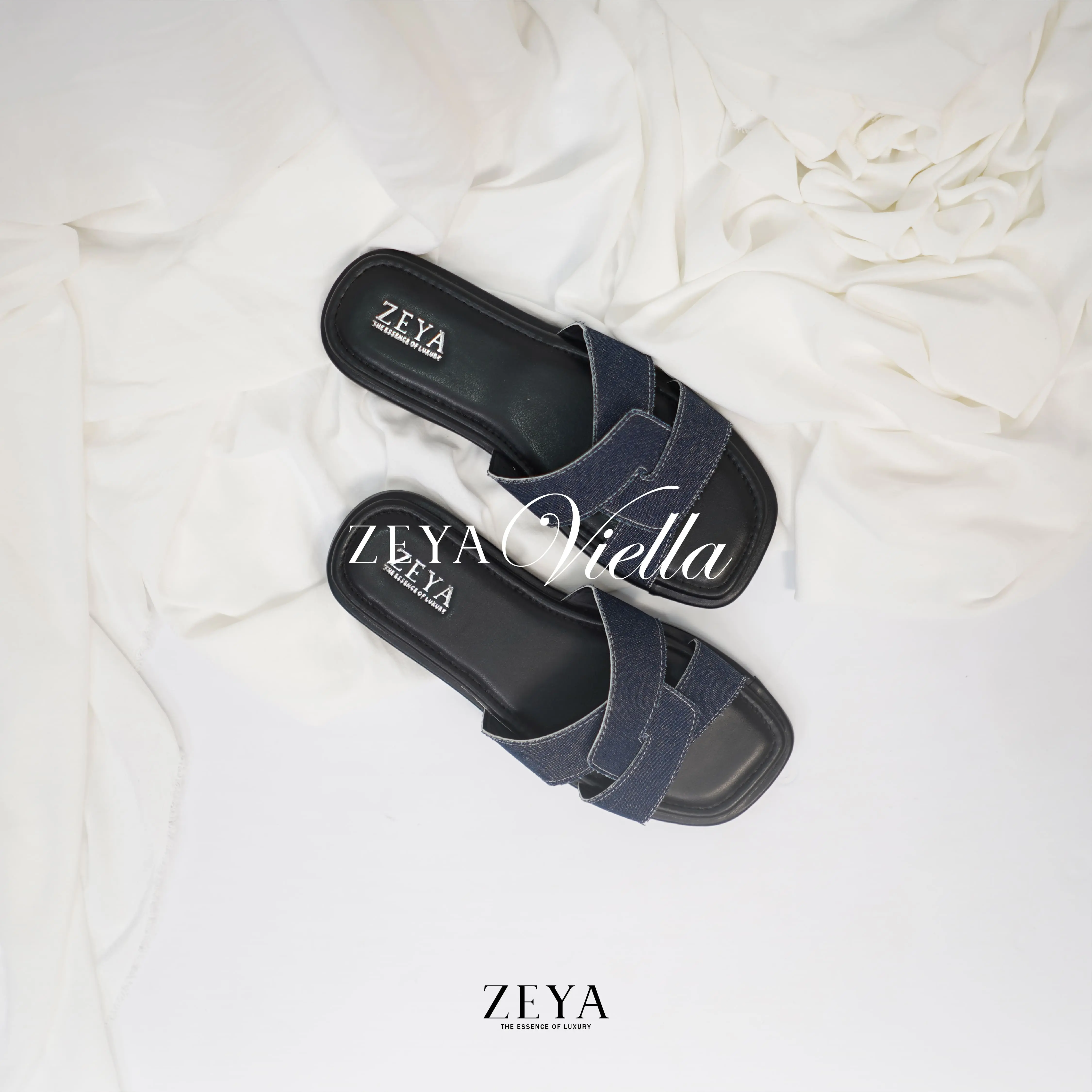 ZEYA | Flat Sandal Viella Jeans Sandal teplek wanita