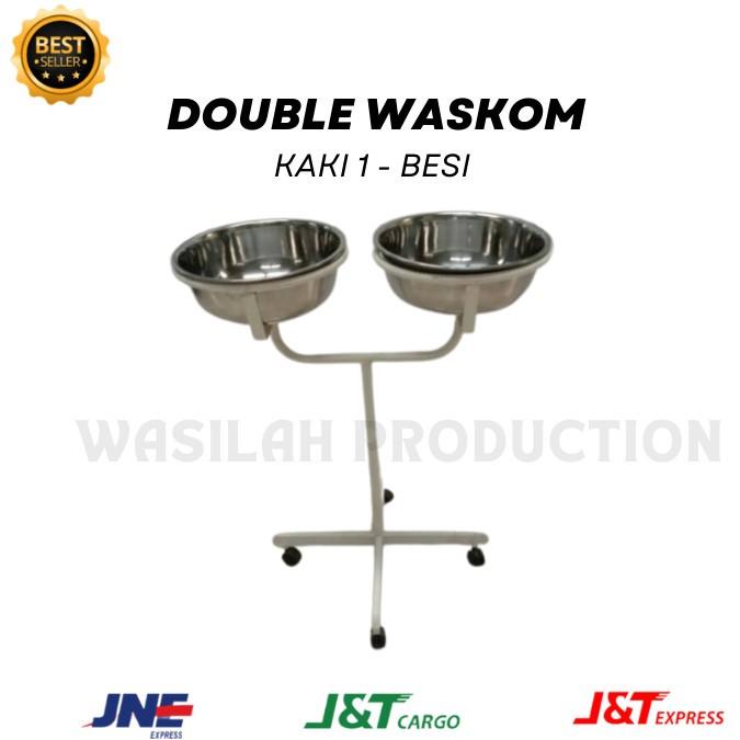 DOUBLE WASKOM PASIEN BESI DAN STAINLESS || STANDING WASKOM DOUBLE KAKI 4 - KAKI 4 SS 5