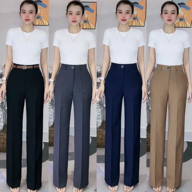 T420-( Dài 102cm,ống 22cm) Quần dài ống đứng cạp cao chất giãn nhẹ Mộc She