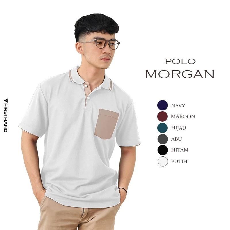 Firsthand Baju Polo Morgan Putih Kaos Pria Berkerah Casual 1