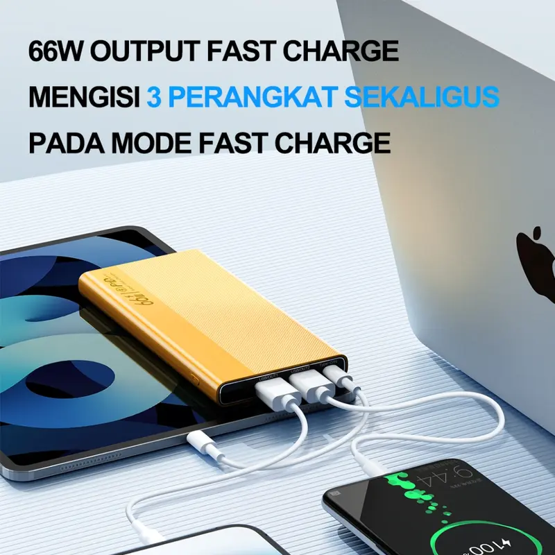 66W Super Fast Charging Power Bank LED Display Powerbank 20000mAh Dual Output Port USB Type-C Ponsel Charger 1