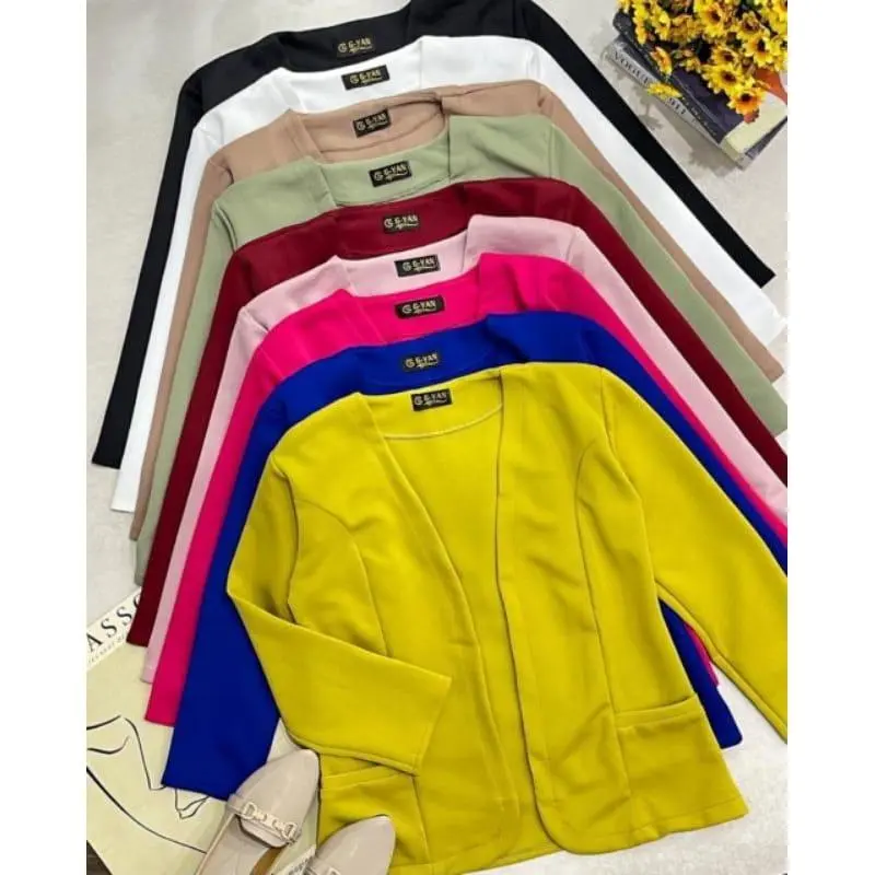 Blazer Wanita Dewasa Warna Putih Lengan Panjang Kekinian Terbaru - Baju, Atasan 3