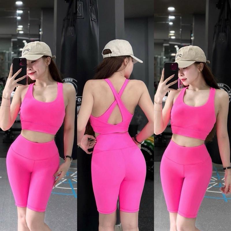 Sét quần Ngố áo bra phối 2 dây bản to_Tập gym-yoga- chạy bộ Tập Yoga Sport Top nữ