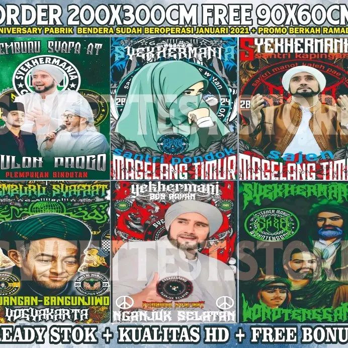 BENDERA GUS IQDAM 200X300 1 HARI JADI TANPA PREE ORDER BONUS STIKER BAHAN RINGAN AWET TIDAK LUNTUR 4