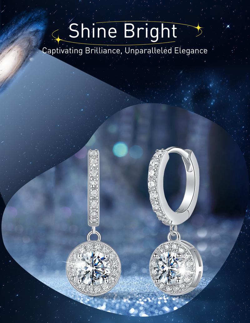 Product Introduction of 【003Harga telah dibanting, segera di CO】Chard Wake Anting princess round Anting wanita elegan high quality cantik elegan anti Zirconia 1 Carat Sertifikat GRA Kotak Indah   CWE002 8