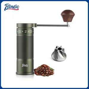 Bincoo Manual Coffee Grinder Hand Adjustable Portable Mill 420 CNC Steel Core Burr Inside Foldable Coffee Grinder Barista Tools - black