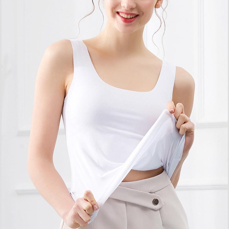 Product Introduction of Women Summer Tight fit No trace Tanks Camis Vest Fashion Casual Sleeveless Ladies Street Tanks Tops Tees Hotsweet Bra B3192 3