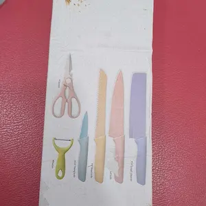 ￼Pisau Dapur Set 6 in 1 Bahan Stainless Steel PREMIUM Kitchen Knife Set Stainless Steel Anti Lengket