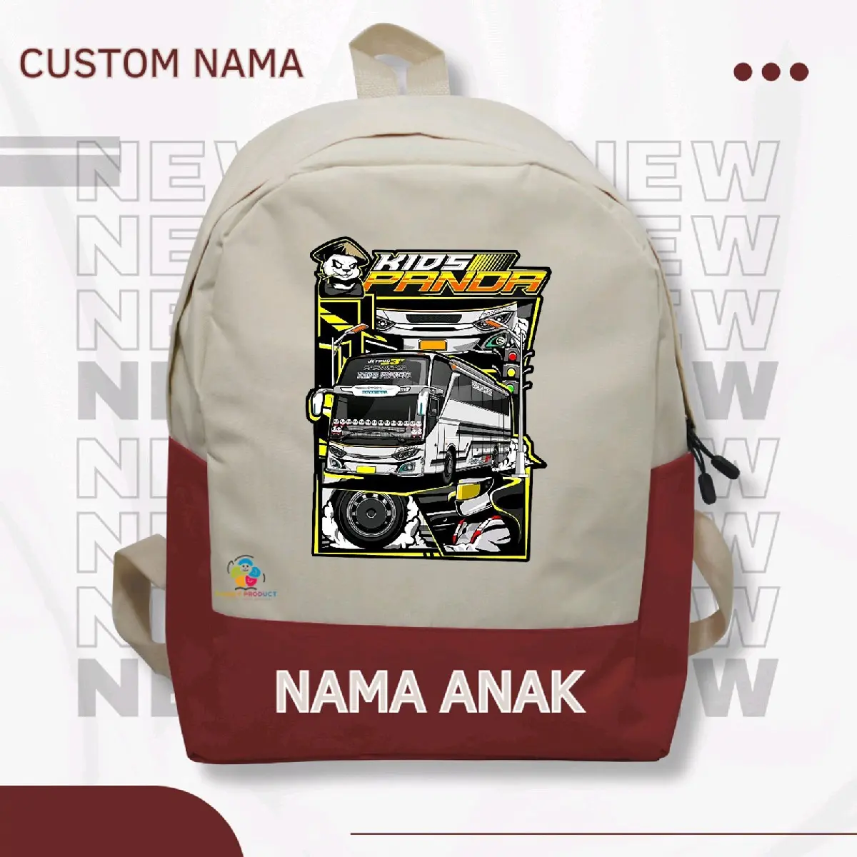 Tas Ransel Backpack anak karakter Bus Telolet Kisd Panda- anak Sekolah TK SD Rekomended Banget Termurah dan (Free Nama) organizer bawaan fasion
