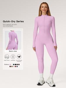 Mono de esquí sólido con cierre para mujer, mono deportivo casual de manga larga para esquí y ciclismo, ropa deportiva para damas para otoño e invierno