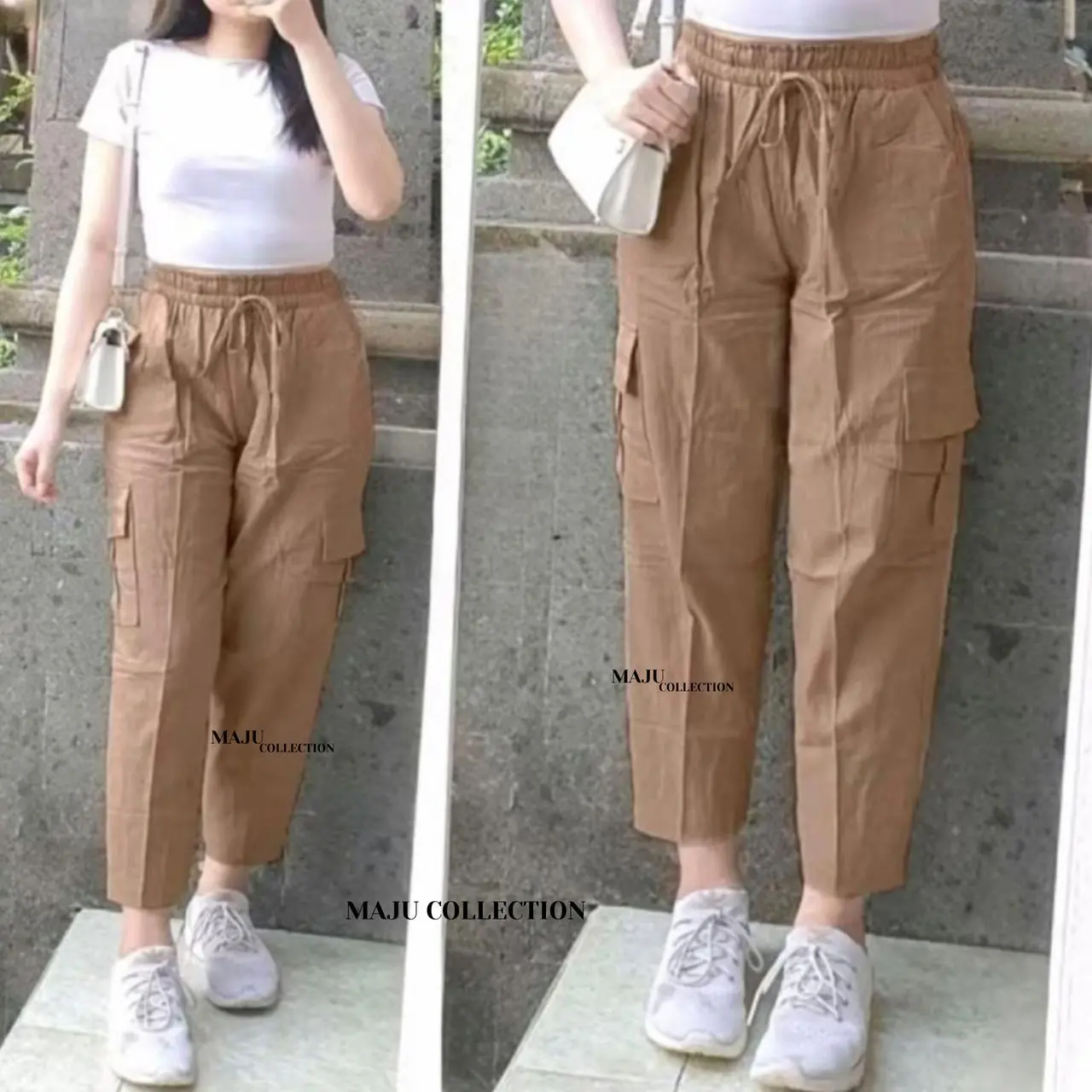 Celana Kulot Wanita 7/9 Cargo Kekinian Bahan Linen Cringkel Premium Nyaman Dipakai Panjang Standar Baggy Terbaru