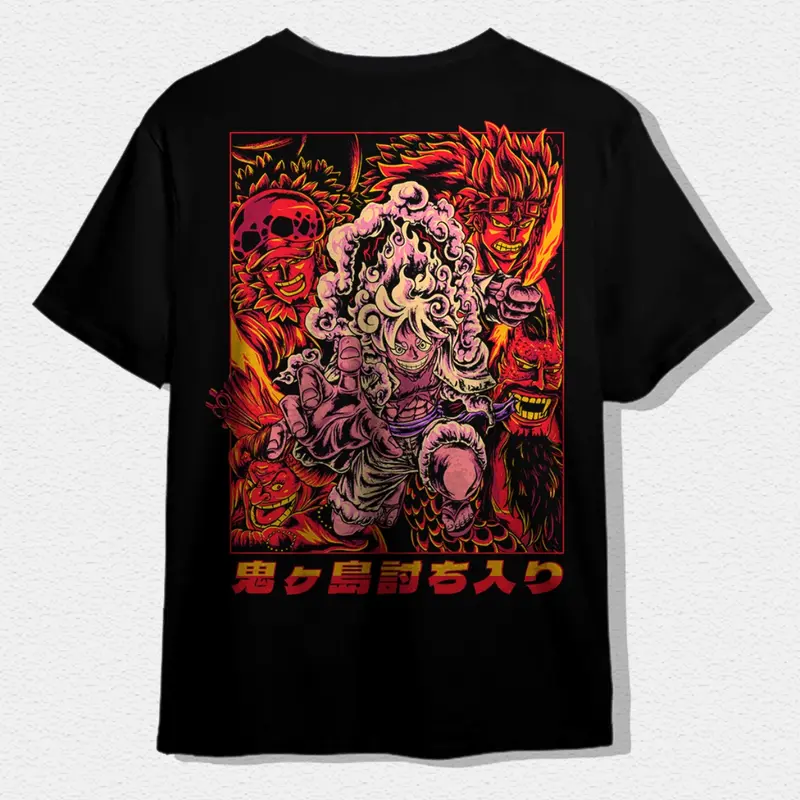 T-Shirt One Piece - Raid On Onigashima - Kaos Distro 100% Katun - Kain Combed 24s - Unisex Pria Wanita Dewasa - Tebal Nyaman Printing Anime & Japan Style - Baju Atasan Cowok / Cewek Sablon Keren Jepang Streetwear Digital - TM0115 0