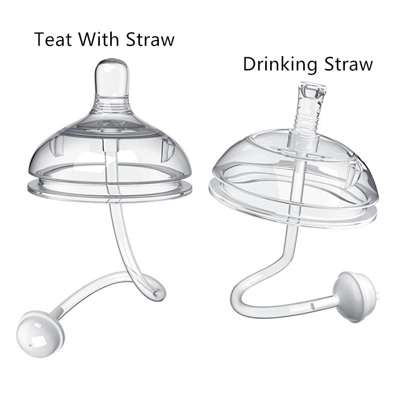 Comotomo-Bộ Ống Hút Uống Nước Thay Thế, Phụ Kiện Bình Sữa Silicon Cho Bé, Cổ Cực Rộng, 7CM 1