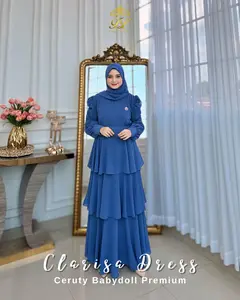 Faraz Label - CLARISA DRESS Pakaian Wanita Gamis Elegan Baju Muslim Wanita Free Hijab Ceruty Mewah Dress Lebaran 2025 Model Baru Pesta Kondangan