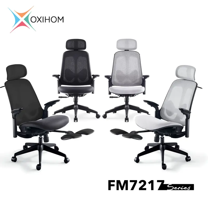 OXIHOM FM7217 Kursi Mesh Kursi Gaming Kursi Kantor dengan Foot Rest Nyaman Ergonomis Stylish untuk Produktivitas Kerja dan Kenyamanan Bermain yang Optimal Furniture Roda 2