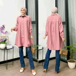 Atasan Tunik Wanita Pololinen-Lengan Panjang-Berkancing-Variasi Kancing Belakang-Baju Muslim-Elegan Halus Dan Jatuh Busui Friendly Semua Musim