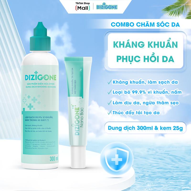 [Combo Kháng khuẩn - Phục hồi da] Dung dịch kháng khuẩn DIZIGONE & Kem DIZIGONE Nano Bạc