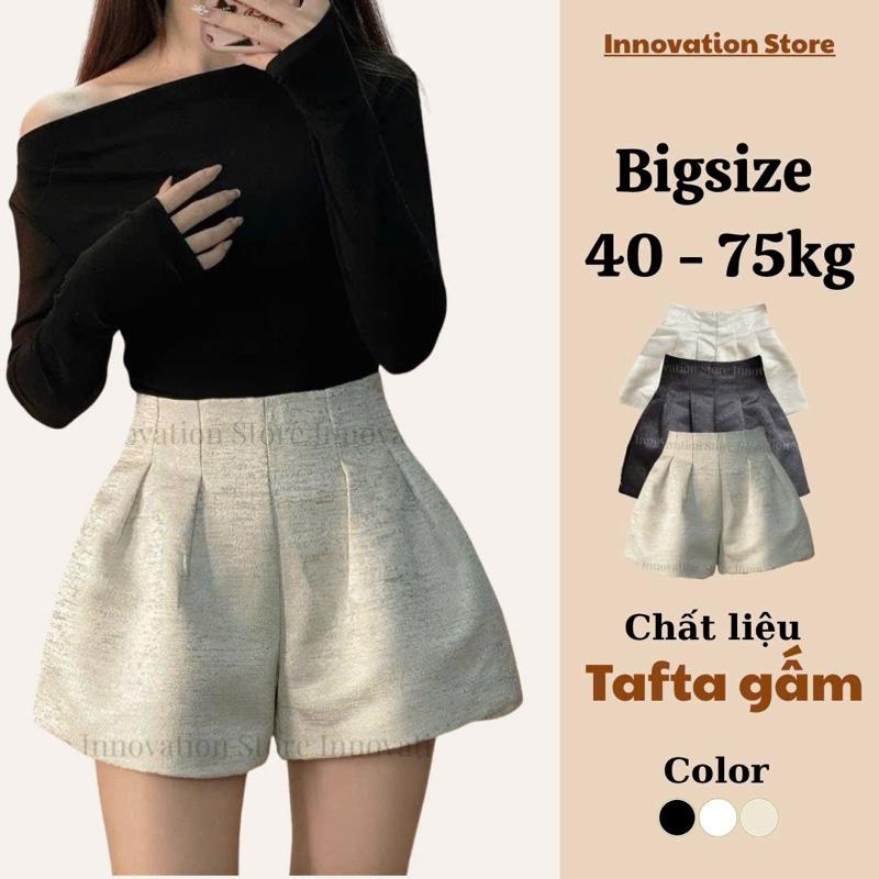 Quần Short Tafta Xòe Phồng 2 Lớp BIG SIZE Cạp Siêu Cao Short Nữ Ngắn Vải Tafta xước Giãn Chuẩn Form TA-8855 Voan Women Đen Voi