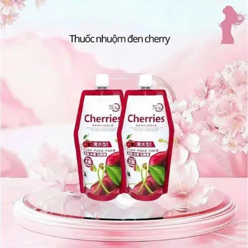 Nhuộm đen Cherries  500mlx2 - Phủ sạch bạc không bám da đầu, không bay màu - Đổi màu tóc nữ nhanh chóng tại nhà không mất nhiều chi phí và thời gian 0