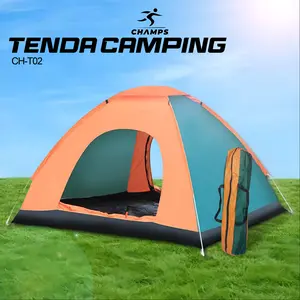 CHAMPS CH-T02 Tenda Camping Dome 2x2x1.5m Muat 3 Orang | Tenda Gunung Outdoor Camo Parasut Anti Air & Anti Nyamuk