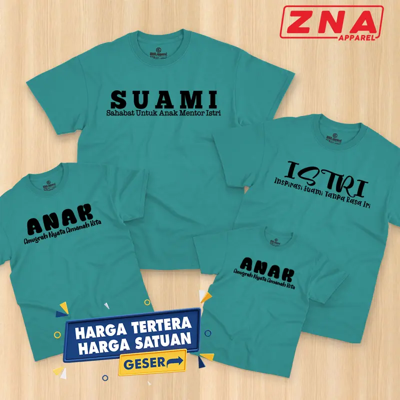 Kaos Couple Keluarga Suami Istri Anak | Baju Atasan Pasangan Ayah Ibu Anak Bahan Katun Combed 30s 0