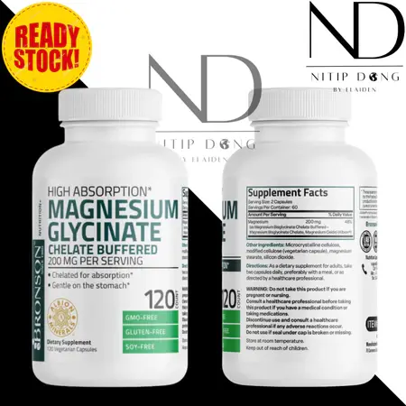 Bronson Magnesium Glycinate 200MG/400MG Vegetarian 400MG BRONSON Magnesium Glycinate 200MG / Extra Strength