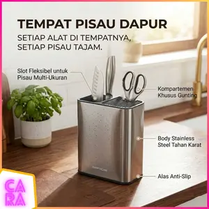 TaffHOME Tempat Pisau Dapur Spatula Stand Holder Stainless Steel Kitchenware SUS435