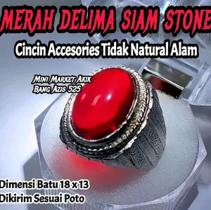 Batu cincin merah delima merah siam 18mm cincin pria Ring  Elegan