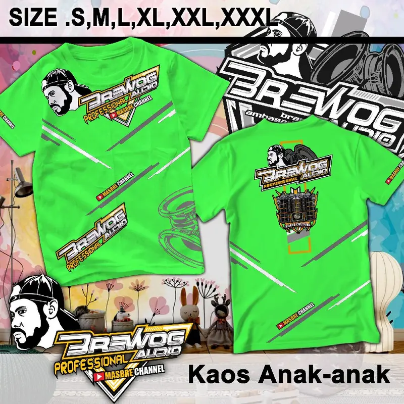 T-shirt / Kaos Distro Anak-anak Brewog Audio A6 BISA CUSTOM NAMA Laki-laki dan Perempuan Terlaris Viral Size S,M,L,XL,XXL,XXXL 4