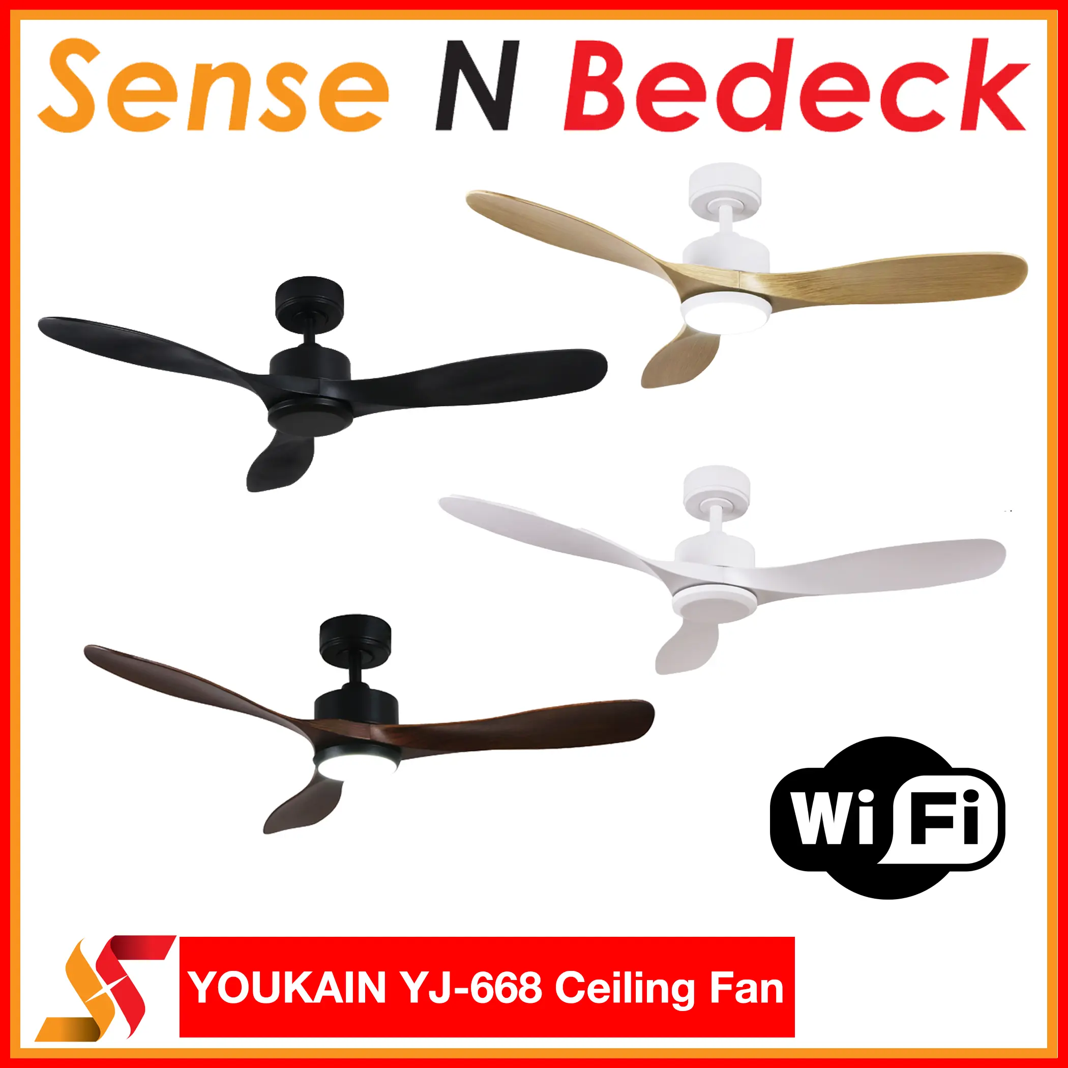 YOUKAIN Optimum YJ-688 (46"/52") DC Ceiling Fan with WIFI/Smart Function and optional Tri-colour LED Light