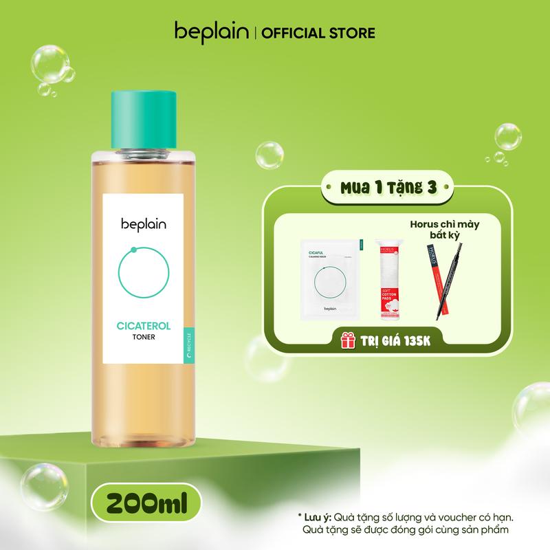 [LS][Tặng 1 Mask giấy Cicaful+ 1 Bông tẩy trang+ 1 Chì mày Horus bất kỳ] BEPLAIN Nước Cân Bằng Làm Dịu Da Cicaterol Toner 200ml 0