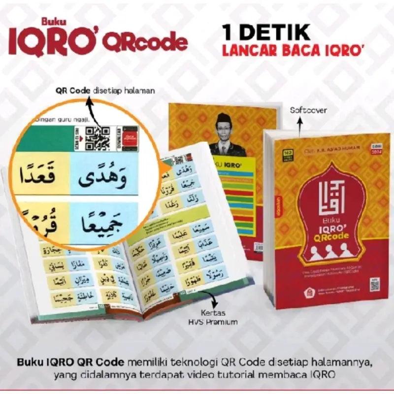 Iqro Milenial QR Code A5 Soft Cover Full Color Disertai QR Code Di Setiap Halaman Penerbit AlQosbah Bonus Kalam Ngaji | Buku IQRO Anak Edisi Millenial Soft Cover Ukuran Sedang A5 AlQosbah Asli Original Soft Cover 4
