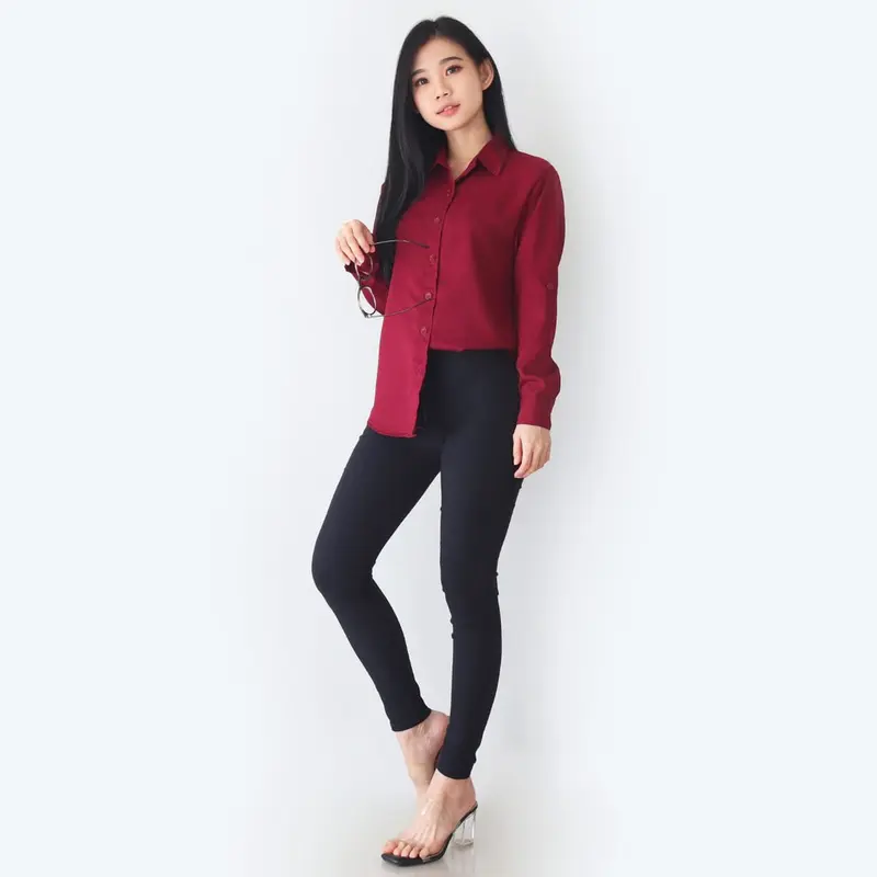 KEMEJA AUREL Basic Fit Panjang Wanita Katun Tangan viral 2