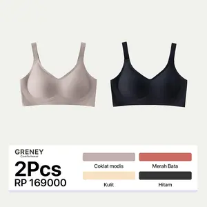 GRENEY-Gbras-(2pcs)Bra Bigsize Tali Bra Lebar Bergesper Pakaian Dalam Push Up Bra Wanita Sport Tanpa Kawat Busa  Bh 89667/89995