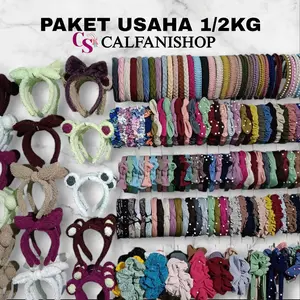 Paket Usaha 1/2KG Bando Ikat Rambut wanita random model FREE PLASTIK dan free bonus