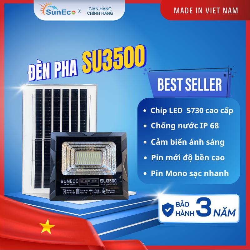 SUNECO Đèn Pha Năng Lượng Mặt Trời SU3500 Sáng Mạnh Chống Thấm Nước IP69, Nâng Cấp Chip LED 5730, Pin Mono Sạc Nhanh Siêu Sáng Pin Mới Bảo Hành