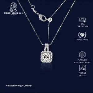 OS5-MN01 Kalung Wanita Moissanite 1 dan 2 Carat Henri Moissan Star Permata 5 Layer Platinum Garansi 1 Tahun Berkualitas Tinggi High Quality Anti Luntur Karat Berubah Warna Aksesoris Perhiasan Kalung Nikah Permata VVS1 Elegan Free Box
