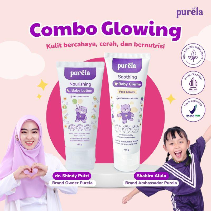 PURELA Soothing Baby Cream & Baby Lotion Combo Glowing - Membantu Mencerahkan & Mengatasi Permasalahan kulit Anak dan Bayi Penghilang Ruam Popok 0