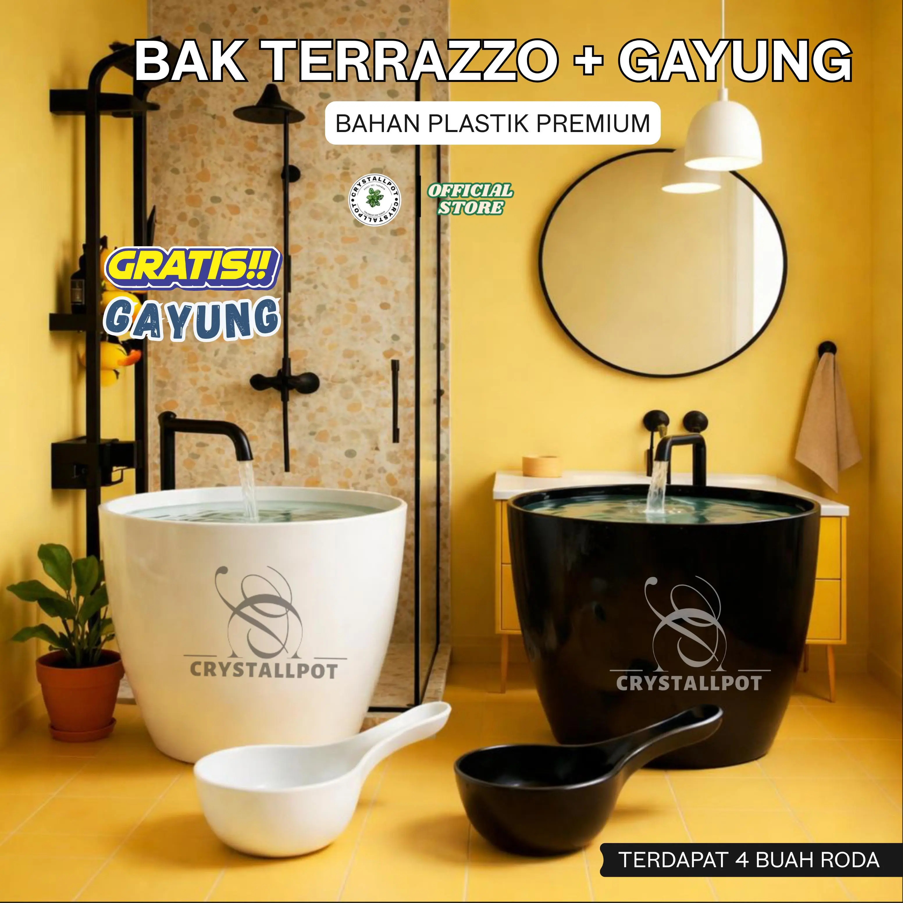 BAK MANDI ESTETIK TERAZZO LOVENIA 50 | BAK MANDI MODERN MOTIF KERAMIK POLOS RODA + GRATIS GAYUNG