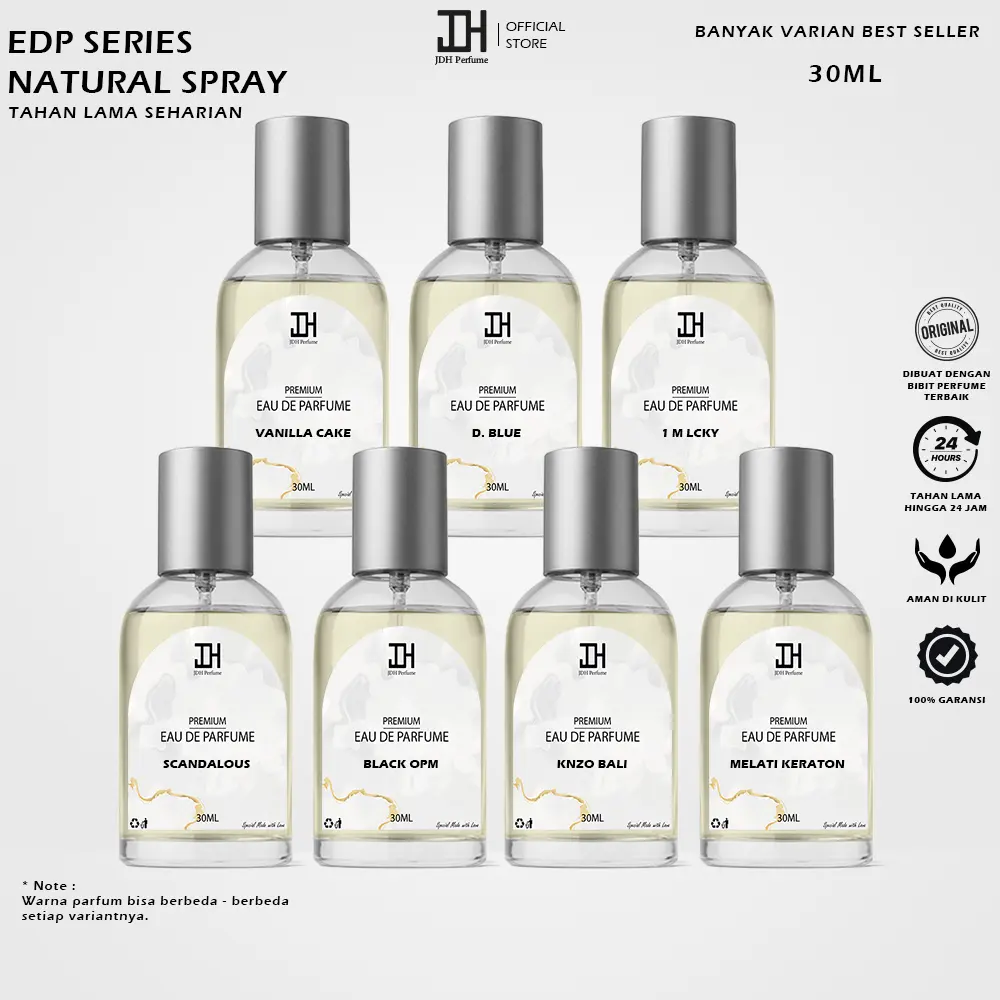 Parfum Tahan Lama Premium 30ml Eau De Parfum Original Uniseks Laki Laki Perempuan Wangi Segar Elegan Manis