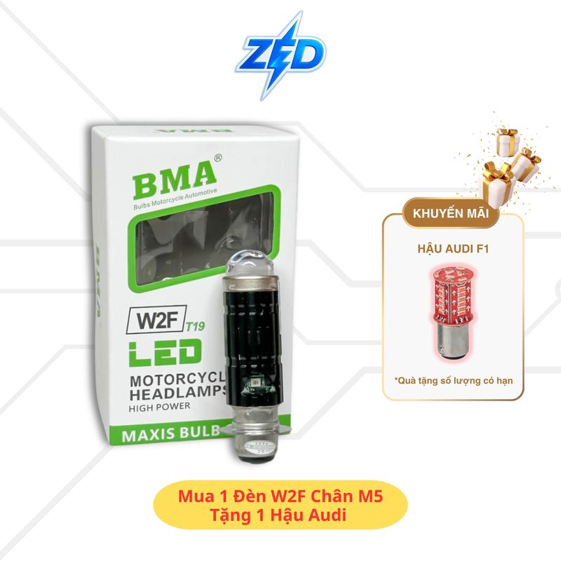 Đèn LED Pha Bi Cầu W2F BMA - 30W Trợ Pha Laser Ánh Sáng Trắng Mạnh Mẽ Chân M5 T19 Lắp Xe Máy 12-24V Điện Bình - Phụ Tùng