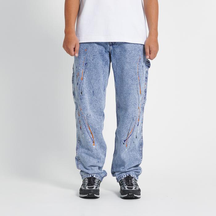 Gambar Superego celana carpenter denim jeans panjang utility standar Paint Snow Blue Splash CPS03C - 28, Snow Blue Splash dari Superego co Kota Tangerang Tokopedia