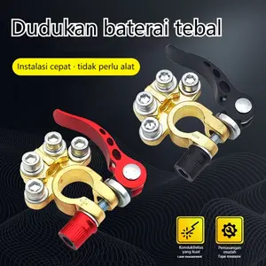 Terminal Kepala Aki Mobil Bahan KUNINGAN Klem Accu Mobil Tembaga Murni Aki Terminal Tutup 2pcs Tutup Kepala Aki Mobil Kepala Aki Klem Aki Bahan Tembaga Murni Arus Stabil Lindungi Baterai